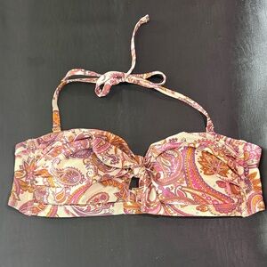 Shade & Shore Paisley Bikini Top - Pink and Orange